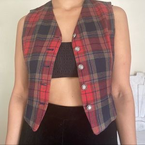 Y2K Plaid Wool Vintage Vest